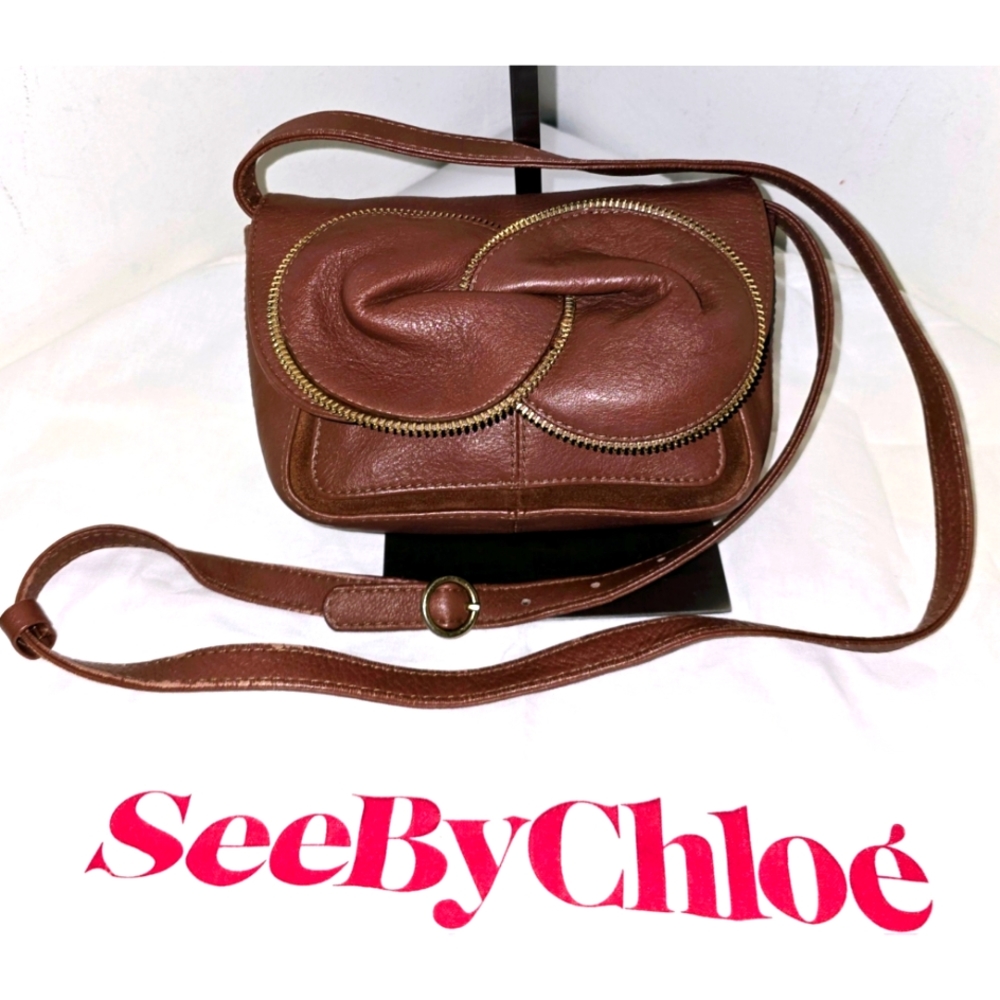 See By Chloe Brown Leather Ribbon Crossbody Bag